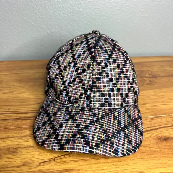 BCBGeneration Accessories - BCBGeneration Baseball Cap Multicolor Woven Tweed Geometric Hat Strapback